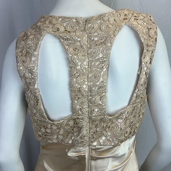 Stunning Embroidered Hailey Satin Champagne Sleeveless Cocktail Mini Dre… - Picture 4 of 14